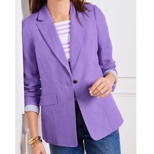 Talbots Linen Blazer Womens 4 Lavender Tulip Single Button
Preppy Classic